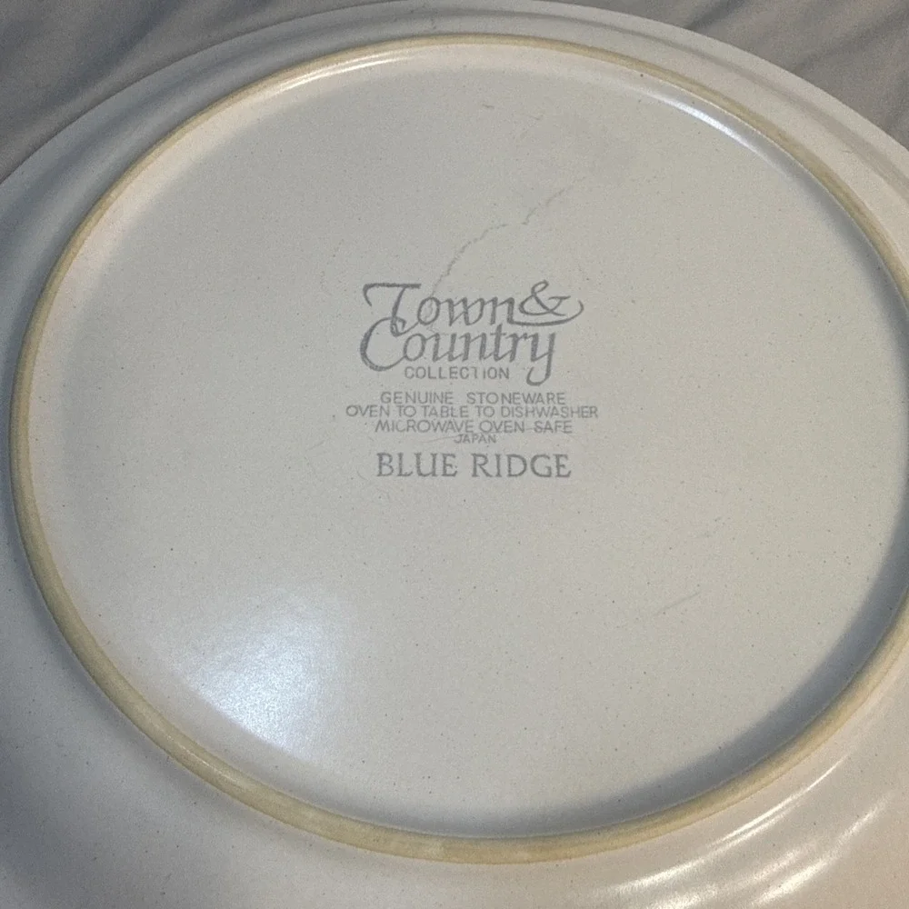 Vintage Town & Country Blue Ridge Stoneware Dinner Plates Set of 4 Japan